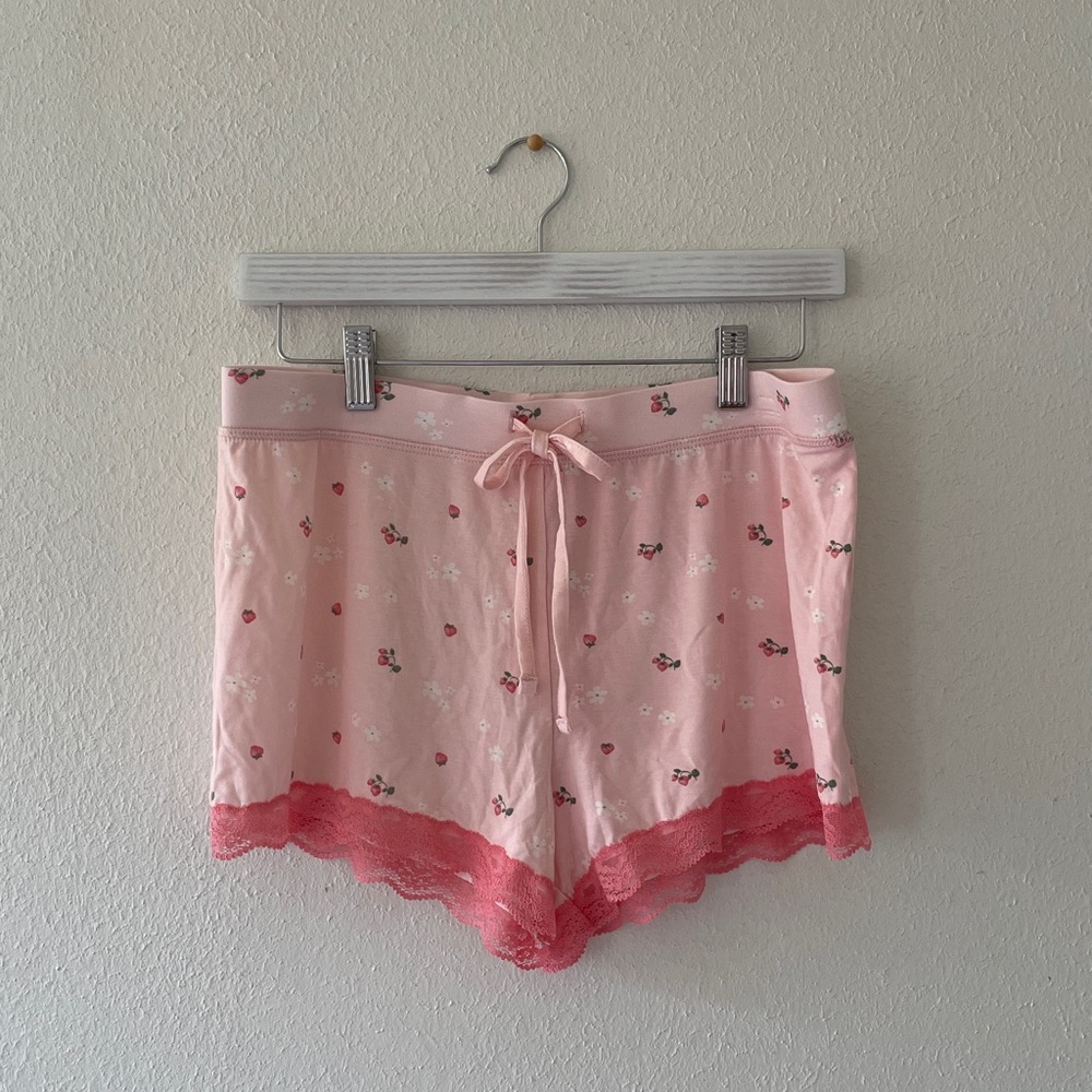 Honeydew Loungewear Shirts Strawberries Ditsy Floral Pink Cottage